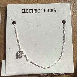Electric Picks Camilla Necklace Silver Tone Crystal Flower Clover Pendant NEW